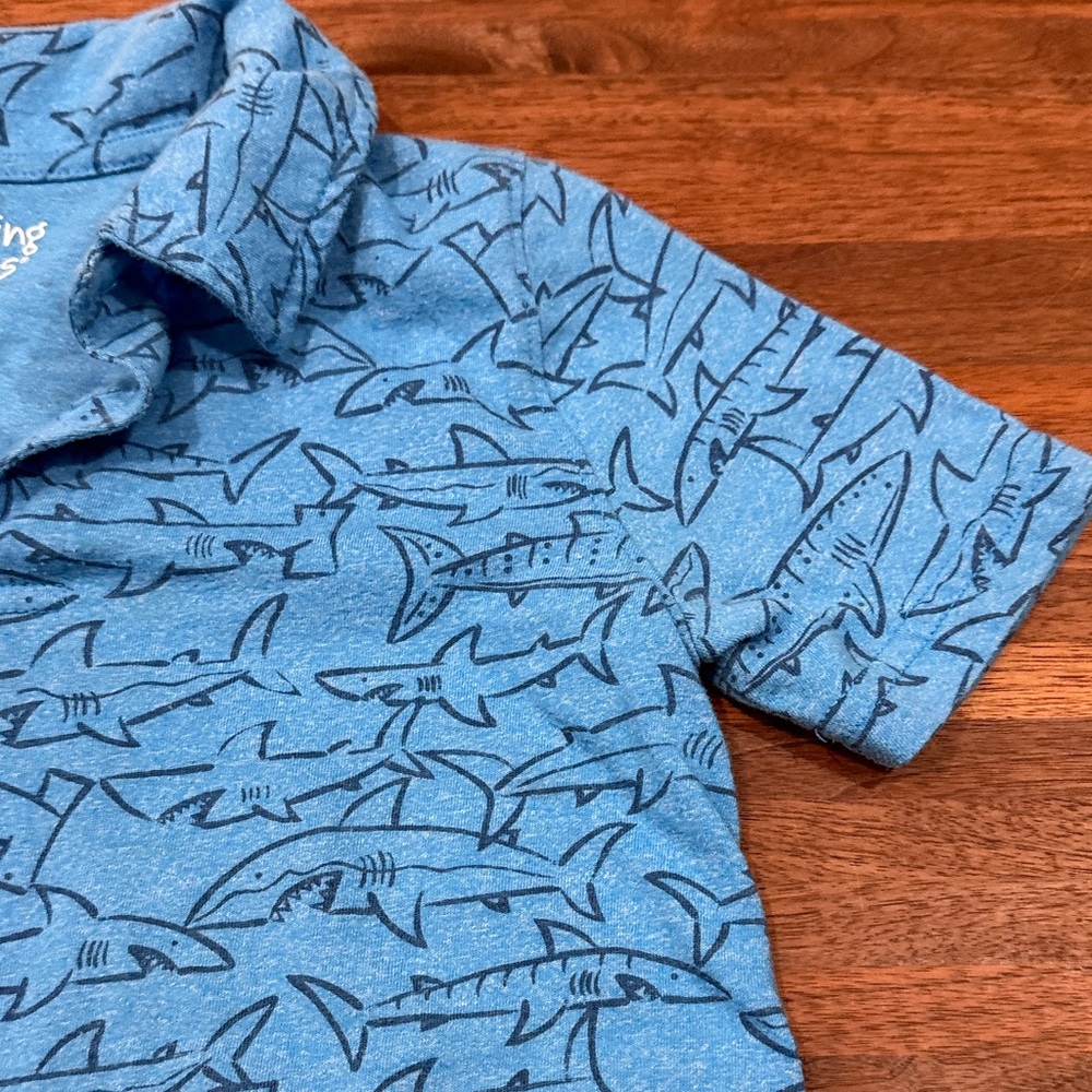 Jelly Beans Blue Shark Print Polo - Picture 4 of 4